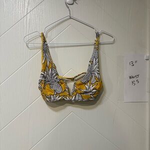 Rip Curl Yellow and White Bikini Top